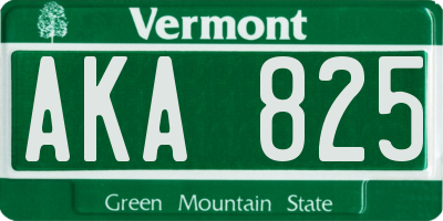 VT license plate AKA825