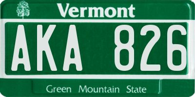 VT license plate AKA826
