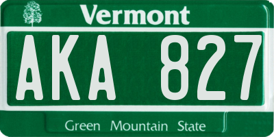 VT license plate AKA827