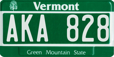 VT license plate AKA828