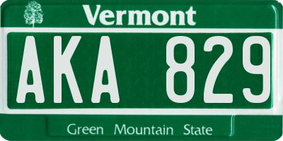 VT license plate AKA829