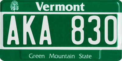 VT license plate AKA830