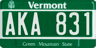 VT license plate AKA831