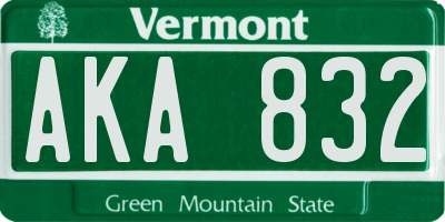 VT license plate AKA832