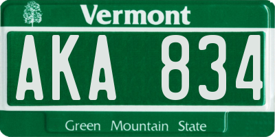 VT license plate AKA834