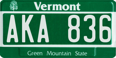 VT license plate AKA836