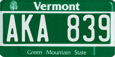 VT license plate AKA839