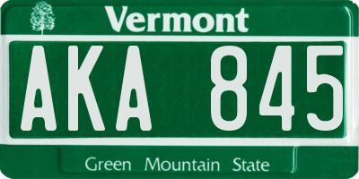 VT license plate AKA845
