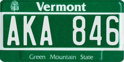 VT license plate AKA846