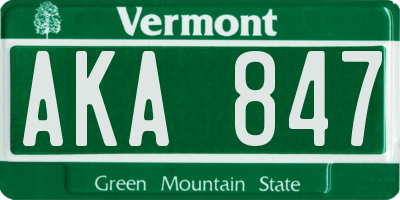 VT license plate AKA847