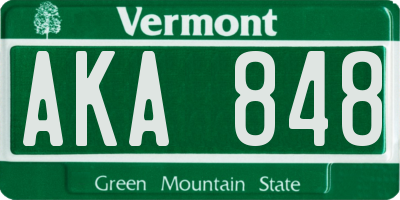 VT license plate AKA848