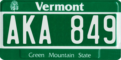 VT license plate AKA849