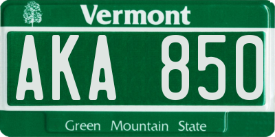 VT license plate AKA850