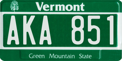 VT license plate AKA851