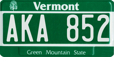 VT license plate AKA852