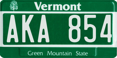 VT license plate AKA854