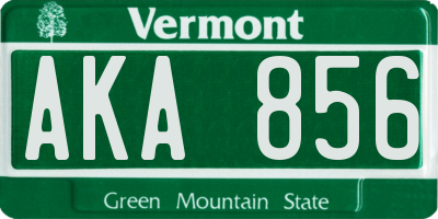 VT license plate AKA856