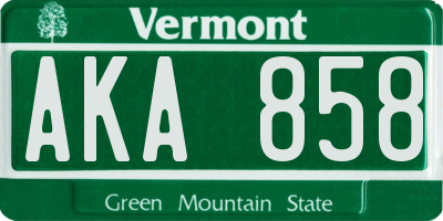 VT license plate AKA858