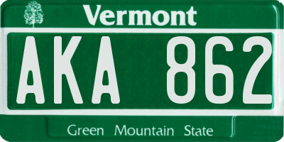 VT license plate AKA862
