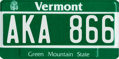 VT license plate AKA866