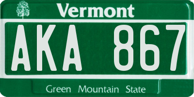 VT license plate AKA867