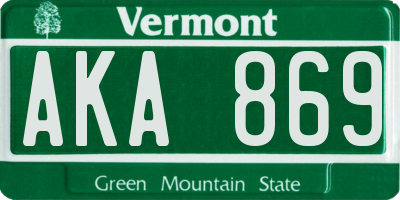 VT license plate AKA869