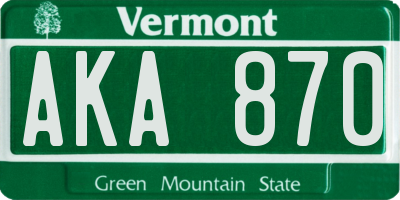 VT license plate AKA870