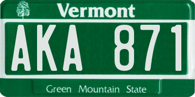 VT license plate AKA871