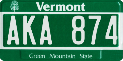 VT license plate AKA874