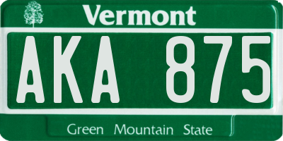 VT license plate AKA875