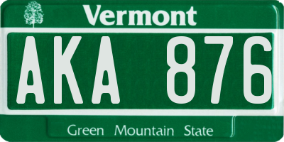 VT license plate AKA876