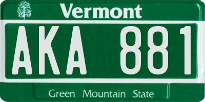 VT license plate AKA881