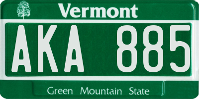 VT license plate AKA885