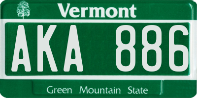 VT license plate AKA886