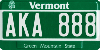VT license plate AKA888