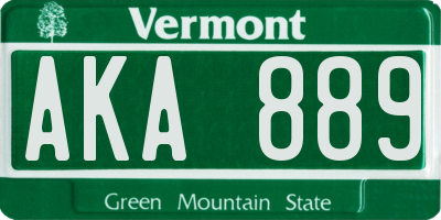 VT license plate AKA889