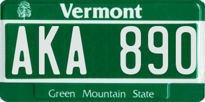 VT license plate AKA890
