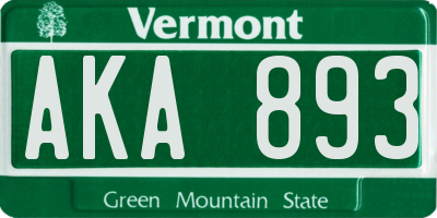 VT license plate AKA893