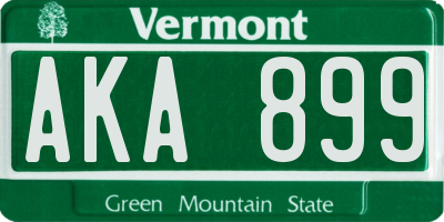 VT license plate AKA899