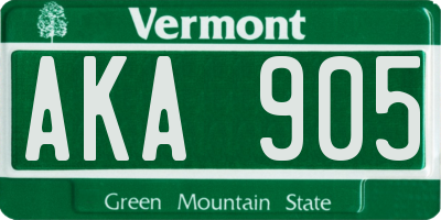 VT license plate AKA905