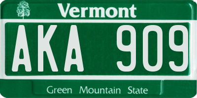 VT license plate AKA909