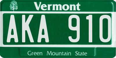 VT license plate AKA910