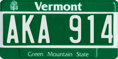 VT license plate AKA914