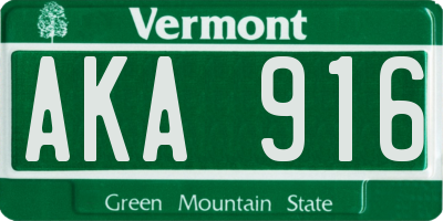 VT license plate AKA916
