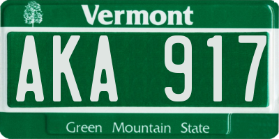 VT license plate AKA917