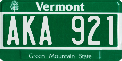 VT license plate AKA921