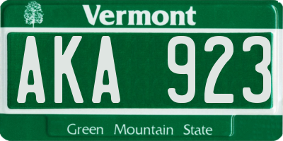 VT license plate AKA923
