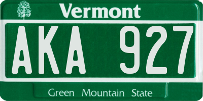 VT license plate AKA927