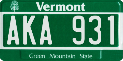 VT license plate AKA931