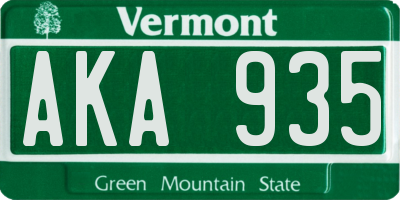 VT license plate AKA935